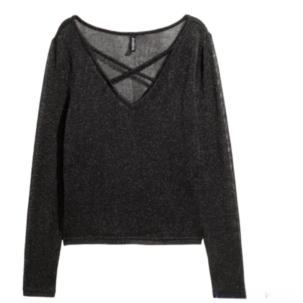 Mesh black + glitter top M- H&M Divided